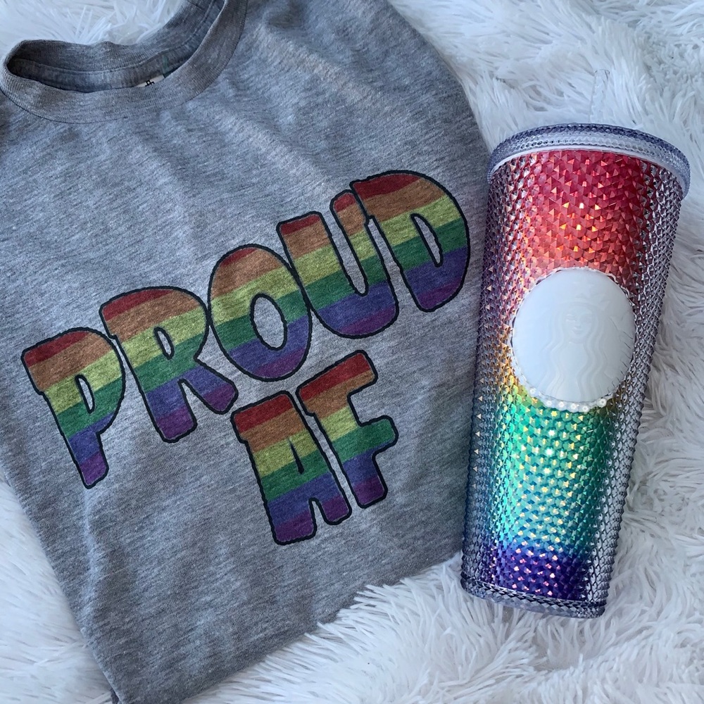 Starbucks Studded Rainbow Tumbler & Pride Tee